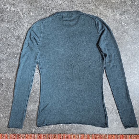 LINE EUC Cashmere Merino Extra Fine Knit Teal Long Sleeve Sweater Slim  XS - Picture 5 of 9